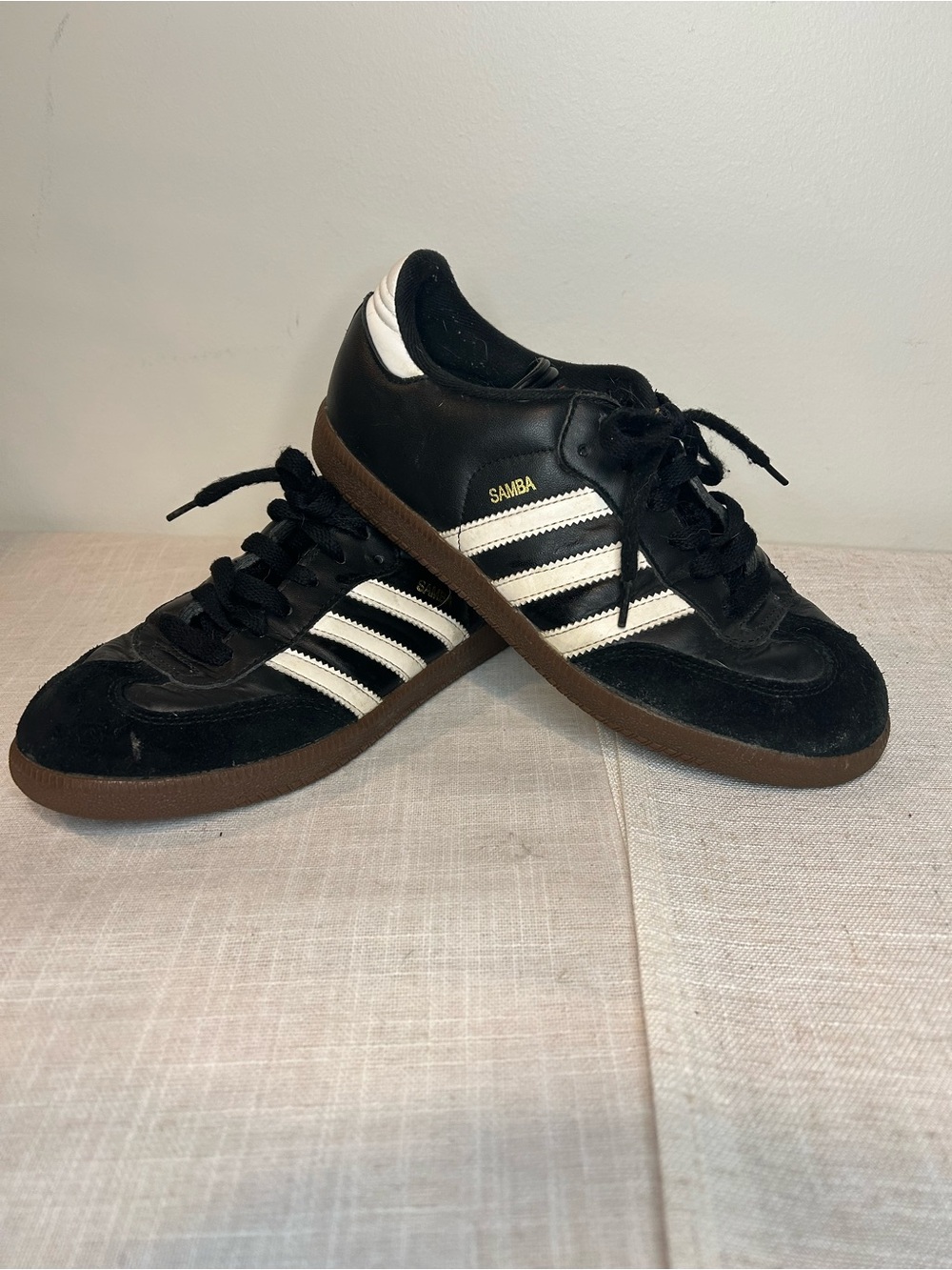 adidas Samba Black with White Stripes and Gum Sole